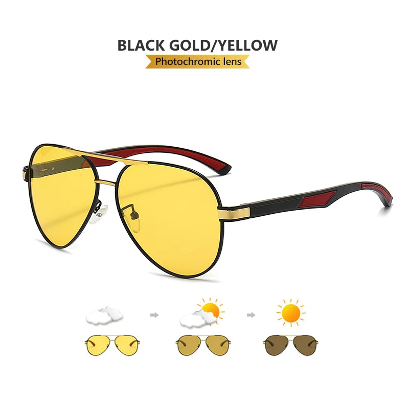 Pilot Photochromic Polarized UV400 Day Night Vision Driving Sunglasses for Men Women