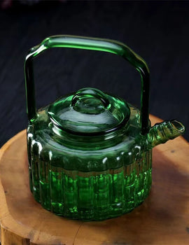 300ml Green Bamboo Shape Glass Teapots With Filter Flower Puer Herbal Tea Brewing Pot Kung Fu Tea Set Teaware