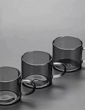 6pcs/Set 80ml High Borosilicate Black Small Glass Teacup Chinese Kung Fu Tea Flower Tea Water Cup Tea Set Accessories Teaware