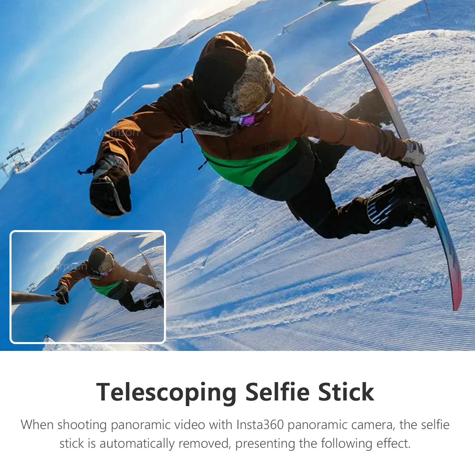 Invisible Selfie Stick for Insta360 X3 Rotating Bullet Time Handheld Tripod for Insta 360 ONE X2 ONE RS GoPro Accessories
