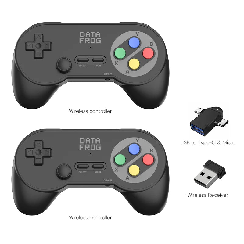 PC07 Retro Wireless Gamepad with Dual Receiver, 2.4GHz Classic Controller for PC, Android & Arcade Emulators