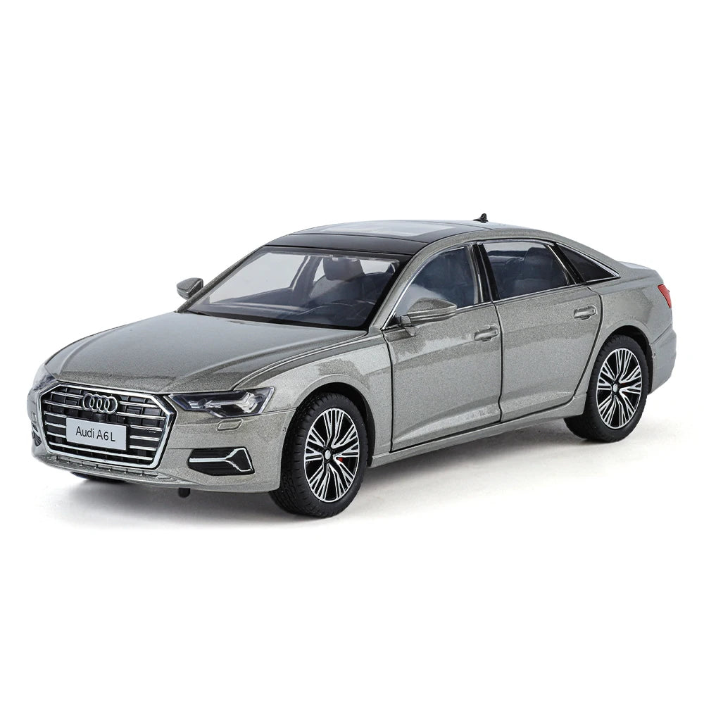 1:24 Audi A6 Alloy Diecast Vehicles Model Car Miniature Metal Sound Light Ornaments Gifts Collections Hobby Decoration Christmas