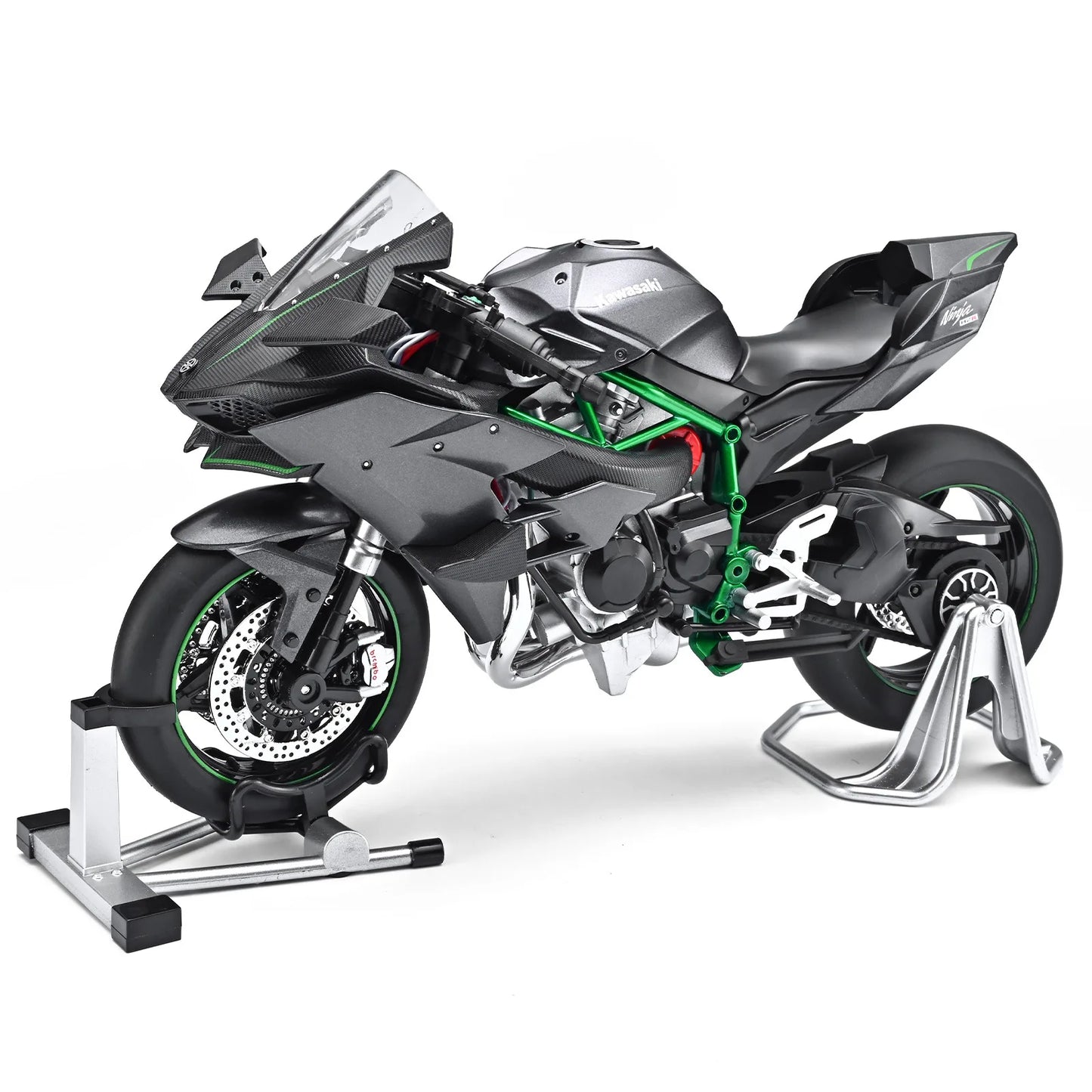 1:9 Kawasaki H2R Ninja With Spray Alloy Motorcycle Model Toy Vehicle Collection Sound and Light Off Road Autocycle Toys Car