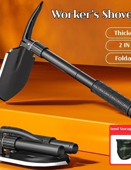 1pc Multifunctional Tactical Folding Shovel Survival Spade Saw Pickaxe Collapsible Engineer Shovel Stainless Steel