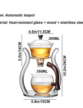 Automatic Lazy Kungfu Glass Tea Set Rotating Cover Bowl Household Heat-Resistant Teapot Glass teapot