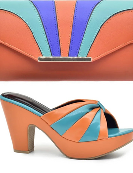 Italian Design Fashion African Women's High Heel Comfortable Shoes and Bags Set Leather Wedges Shoes for Women