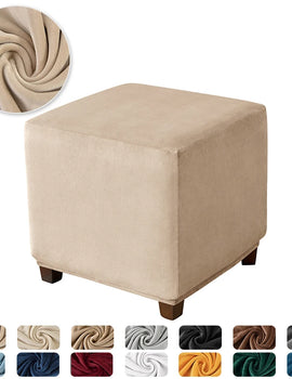 1PC Stretch Square Ottoman Stool Covers Super Soft Velvet stool Cover Elastic All-inclusive Footrest Slipcovers for Living Room
