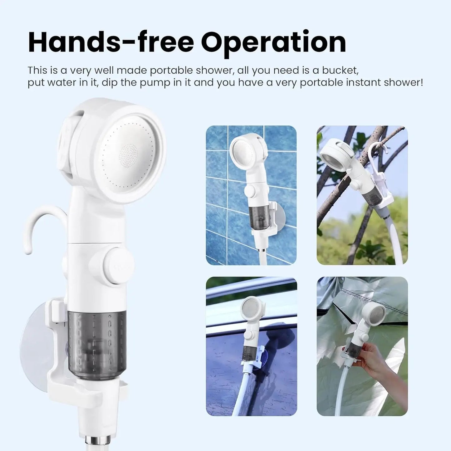 Portable Rechargeable Electric Camping Shower Kit with Dual Shower Heads
