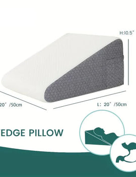 Bed Wedge Pillow for Sleeping, Soft Memory Foam Top, Triangle Pillow Wedge, Body Positioners for Leg Elevation, Snoring Relief