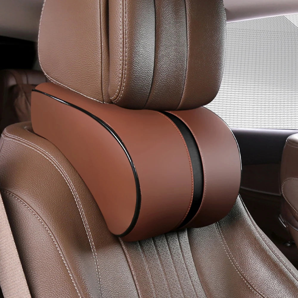 PU Leather Breathable Memory Foam Car Headrest Neck Pillow