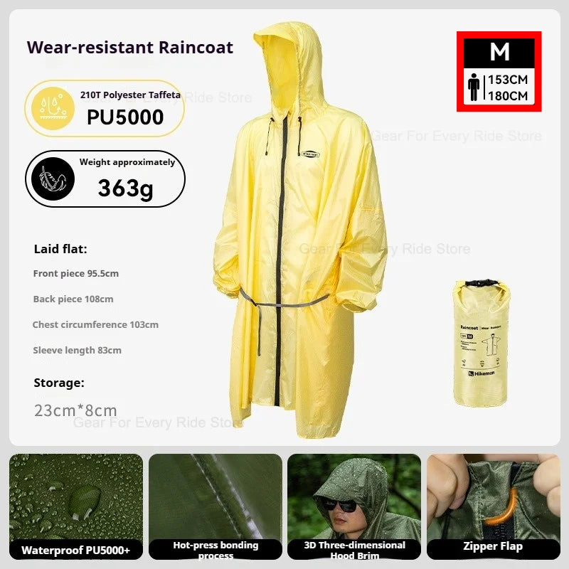 Ultralight Waterproof Zipper Raincoat with Adjustable Hood for Hiking and Camping