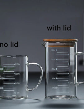 250/350/500/1000ml Glass Measuring Cup With Lid Heat-resistant With Scales Laboratory Beaker Handle Kitchen Measuring Mug