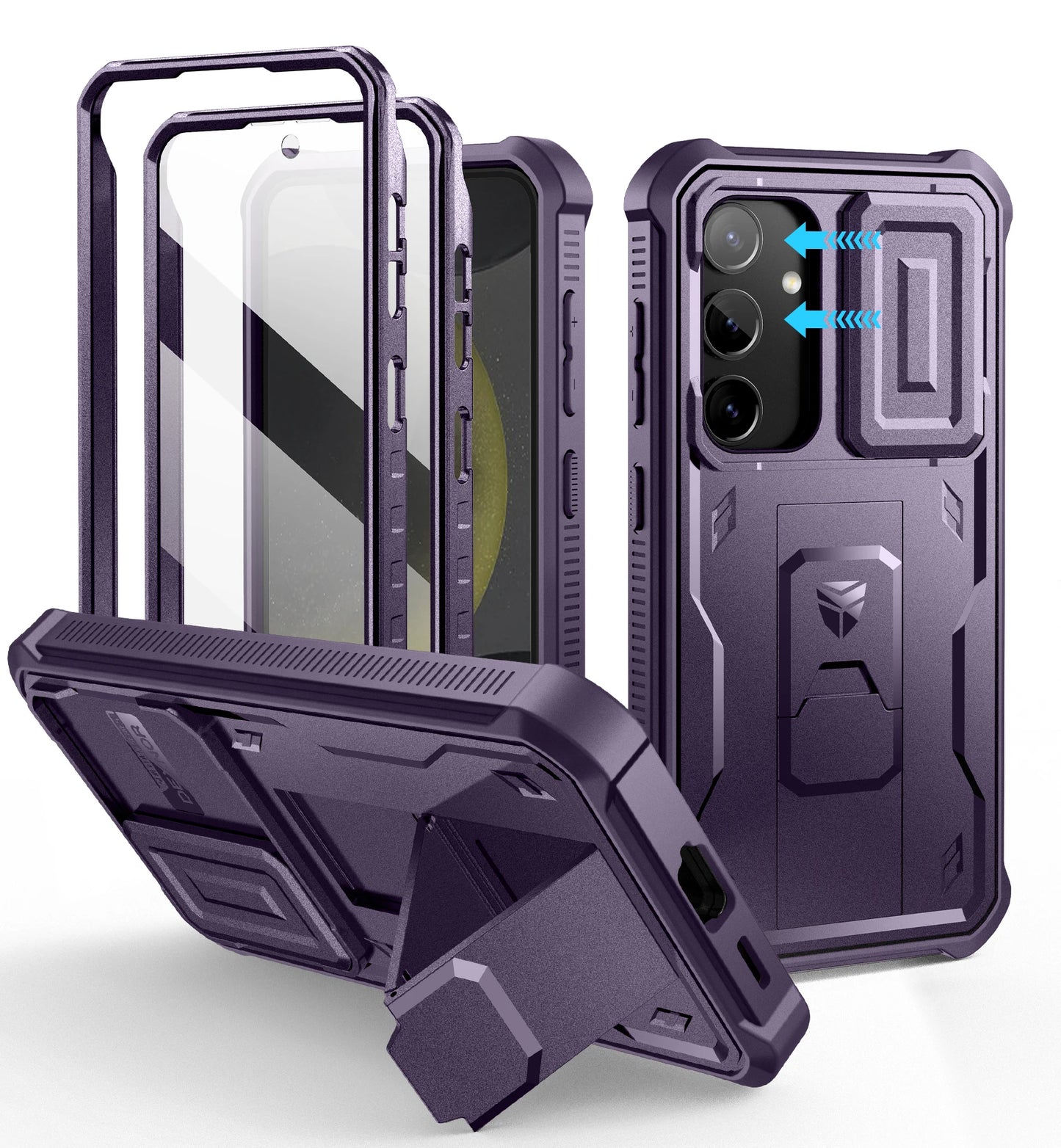 For Samsung Galaxy S24 Case 6.2 inch with Built-in Slide Camera Cover Full Body Rugged Case Built-in Screen Protector Kickstand