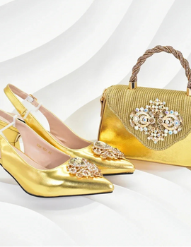 Women Shoes and Bags To Match Set Nigeria Party Nigeria Italian Shoes and Matching Bags Decorated with Rhinestone