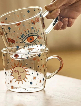 500ml Creative Glass Scale Handgrip Mug Breakfast Milk Coffee Couple Mug Home Tumbler Water Drinkware Fruit Juice Cups