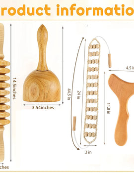 Wood Therapy Massage Tools Lymphatic Drainage Massager Body Sculpting Tools for Maderoterapia Colombiana,Anti-Cellulite