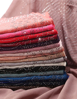 Tassel Diamond Muslim Hijabs Luxury Sequin Chiffon Scarf For Women Dress Abaya Hijab Veil Scarf Long Shawls Turban