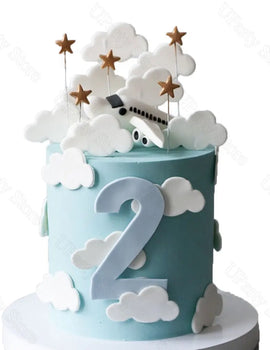 6/30/60Pcs White Cloud Cake Toppers Centerpieces White Cloud Shaped Cupcake Toppers for Birthday Shower Cake Decorations