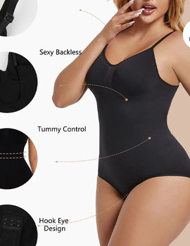 Backless Bodysuit Shapewear for Women Seamless Tummy Control Body Shaper Camis Top Low Back Underwear