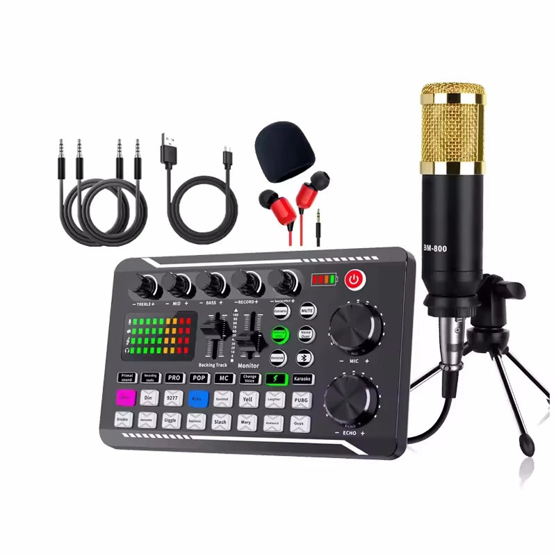 Professional USB Condenser Microphone Sound Mixer Kit With Bluetooth Voice Changer