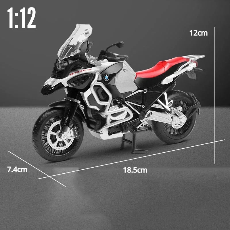 1:12 BMW R1250 GS Alloy Scale Motorcycle Model Toy Highly Simulated Static Motorcycle Model Wheel Suspension Collection