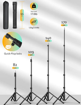 1.7m Complete Camera Tripod for Smartphone Camera Gimbal Stabilizer with 0.44m~1.7m Aluminum Lighting Bracket (T20) photo shoot