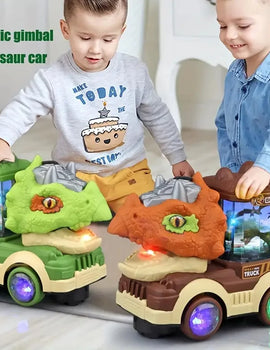Electric Universal Dinosaur Car Toys Spray Tyrannosaurus Rex Engineering Car Puzzle Toys for Boys Girls Birthday Xmas Gift