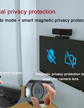 1080P HD Webcam Conference Camera Mini Cam Dual Microphone megnetic Privacy Cover Patented Design for Live Streaming PC Laptop