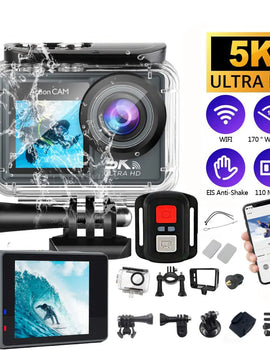 5K Action Camera Pro WiFi Remote Control Sport Camera with EIS HD 1080P 60FPS Bicycle Motorcycles Helmet Video Recording Cameras