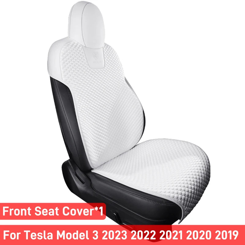For Tesla Model 3/Highland 3 For 2020-2024 Model 3 Car Seat Cover 5-Seat Ice Silk Seat Cushion Summer Breathable Car Mat Pad