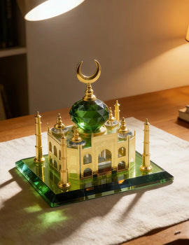 Islamic Decor Model Muslim Crystal Gilded Kaaba Model Islamic Handicraft Collectible Figurines for Car Home Desktop Decoration