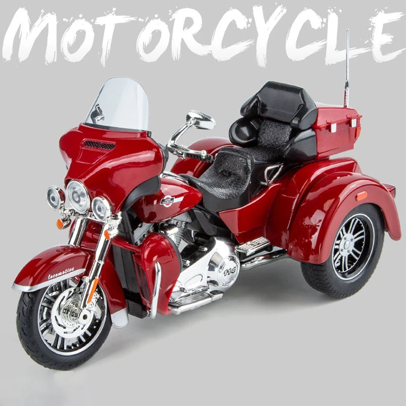 1:9 Tri Glide CVO 2021 Alloy Die Cast Motorcycle Model Toy Vehicle Collection Sound and Light Off Road Autocycle Toys Car