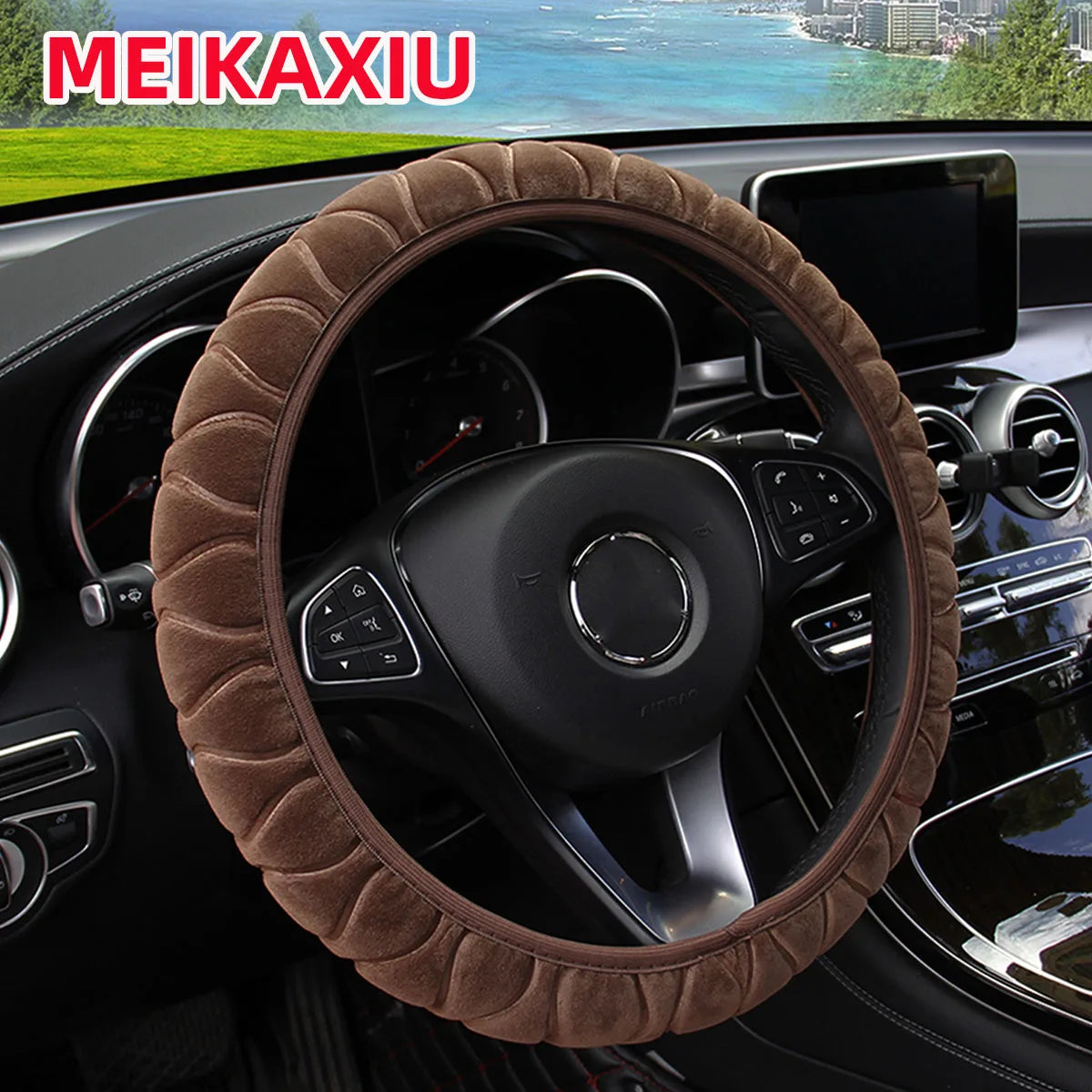 Soft Plush Pressed Flower Car Steering Wheel Cover 37CM 38CM