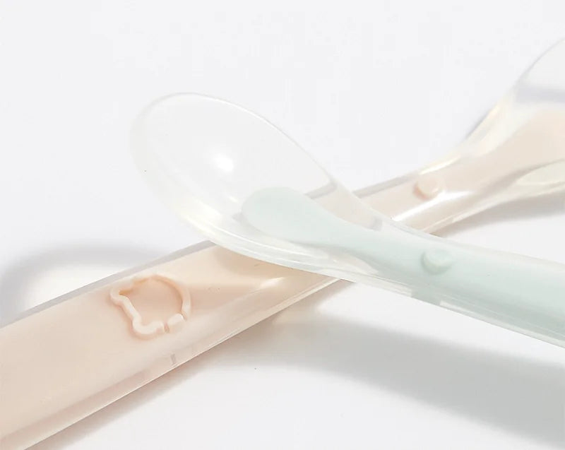 Soft Silicone Spoon Complementary Food Feeding Training Spoon for s Soft Tip Spoon 's Tableware