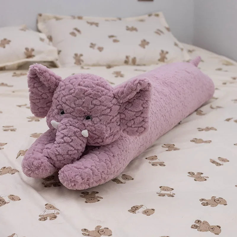 Large Elephant Body Pillow Long Sleeping Cushion Cute Stuffed Animal Elephant Decorative Body Pillow Chair Back Cushion Decor