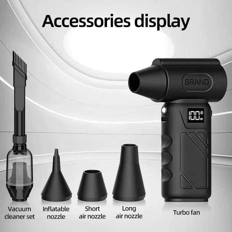 Mini pocket fan, 580,000 RPM turbo hair dryer, portable cordless vacuum cleaner, snow blower, multi-functional cleaning tools