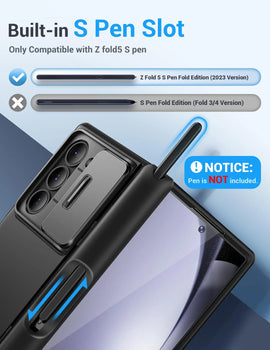 Big Stand For Z Fold 5 Case with Slide Camera Cover Built-in HD Screen Protector Full Body Heavy Duty Shockproof Slim Phone Case