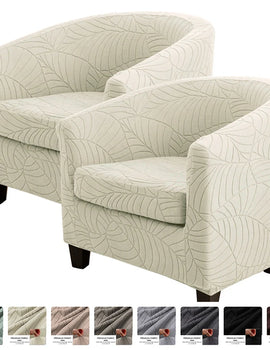 Tub Club Armchair Covers Leaves Jacquard Bar Chair Cover Solid Color Relax Single Sofa Slipcovers with Seat Cushion Cover Home