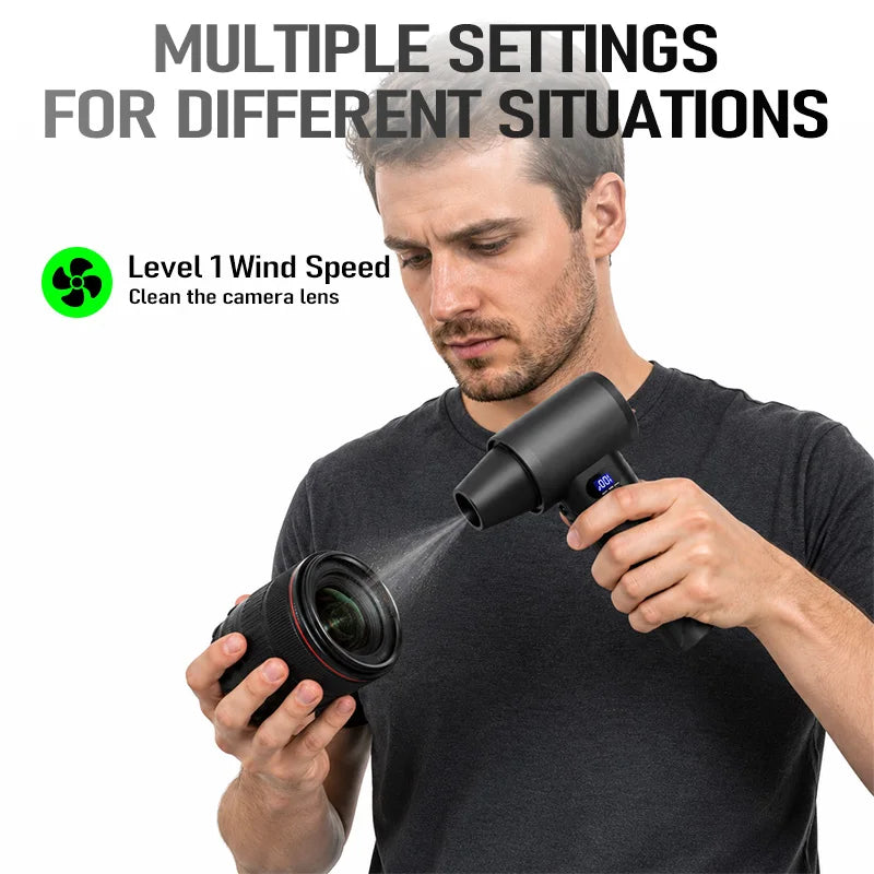 Portable Air Blower High Speed Brushless Turbo Jet Blower With Led Lighting For Keyboard Pc Car Interior Pet Hair Everyday Clean