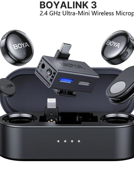 LINK 3 Wireless Lavalier Microphone for iPhone 15/16 Type-C Devices AI Noise Cancellation Lapel Mic for Video Recording