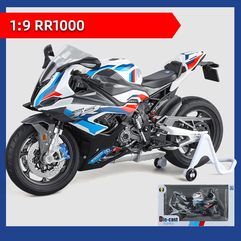 1:9 BMW S1000RR 2024 Alloy Die Cast Motorcycle Model Vehicle Collection Sound and Light Off Road Autocycle Toys Car
