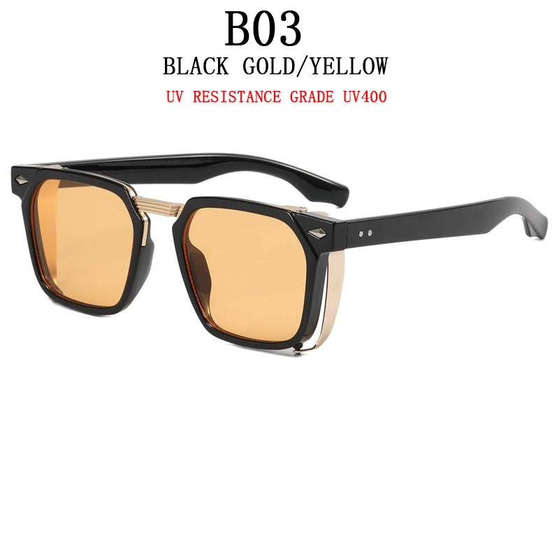 Vintage Square Punk Sunglasses With UV400 Protection