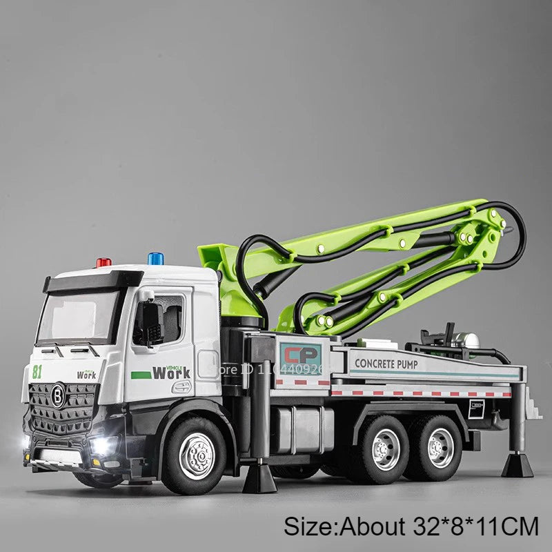 1:24 Scale Watering Cement Dump Trucks Model Garbage Truck Toy Car Sound Light Doors Opened Engineering Vehicles Gifts