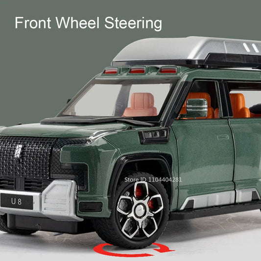 1:24 BYD Looks Up At U8 Toys Car Diecast Alloy Models Sound Light Doors Opened Front Wheel Steering Vehices s Festival Gifts
