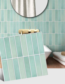 3D Tile Stickers, Self-adhesive Green Tile Backsplashes for Kitchen, Bathroom Walls, Water and Mold Resistant, Matt, 30x30cm