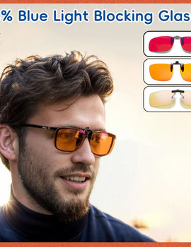 Clip 100% Blue Light Blocking glasses Red Lens ,Orange Lens Anti fatigue Detachable Lens Gaming Glasses Computer Eyeglasses