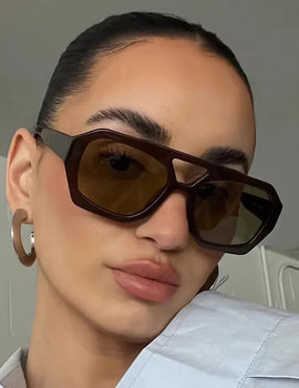 Big Frame Women's Sunglasses Retro Double Bridges Leopard Brown Gradient Eyewear Fashion Luxury Designer Sun Glasses