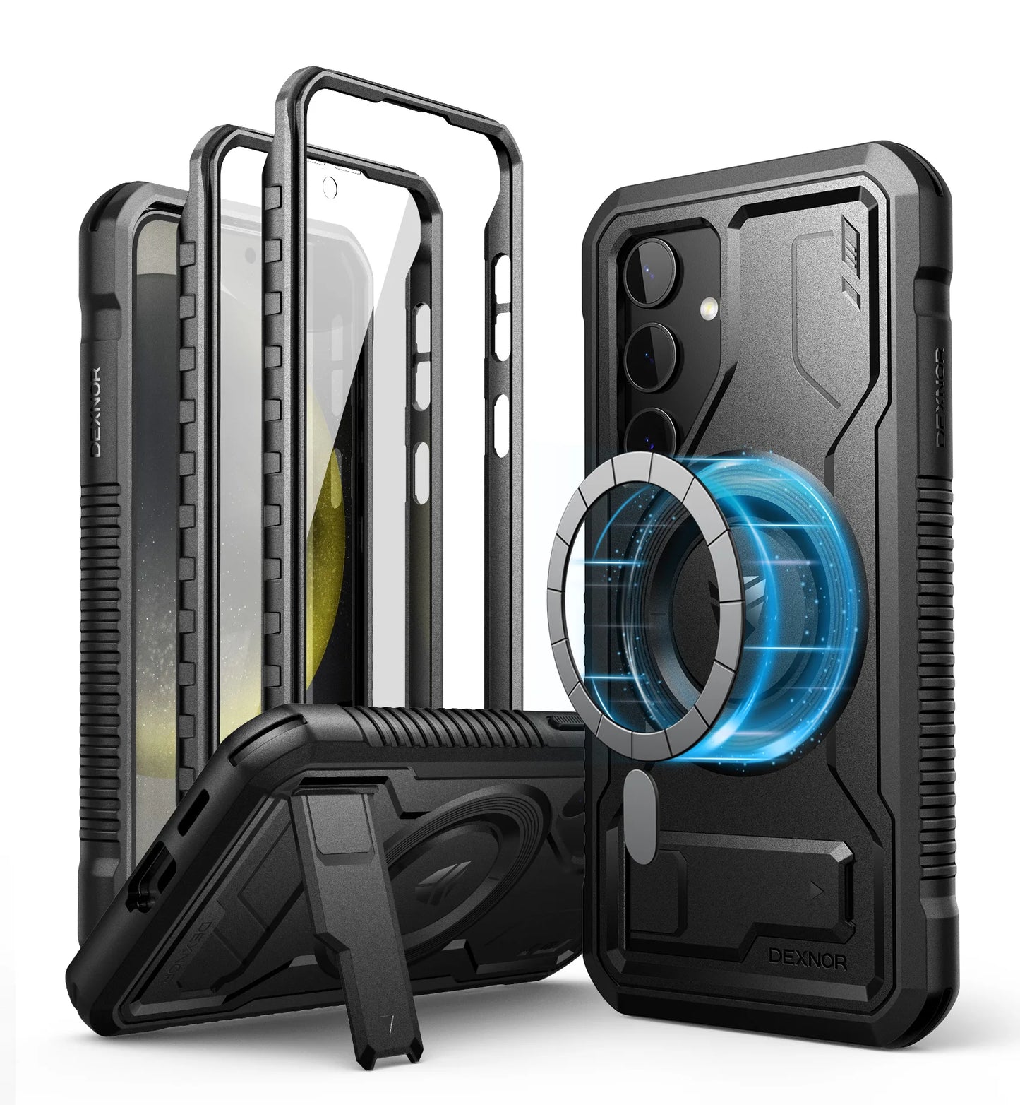 Magnetic Case For Samsung Galaxy S24 holder For MagSafe Shockproof Rugged Bumper Cover Protective With Built in Screen Protector
