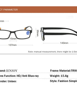 Reading Glasses TR90 Anti Blue Light Reading Glasses for Men Computer Eyeglasses Presbyopia Eyewear 1.0 2.0 3.0