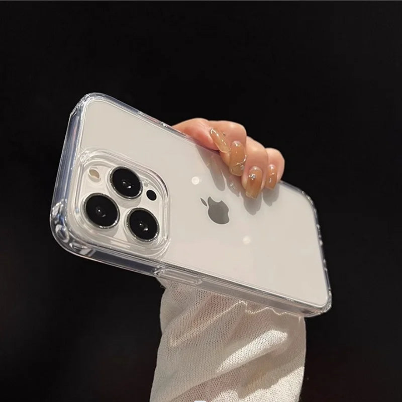 Luxury Transparent Soft Acrylic Phone Case for iPhone 17 Air 16 15 Pro Max 14 Pro Shockproof Cover
